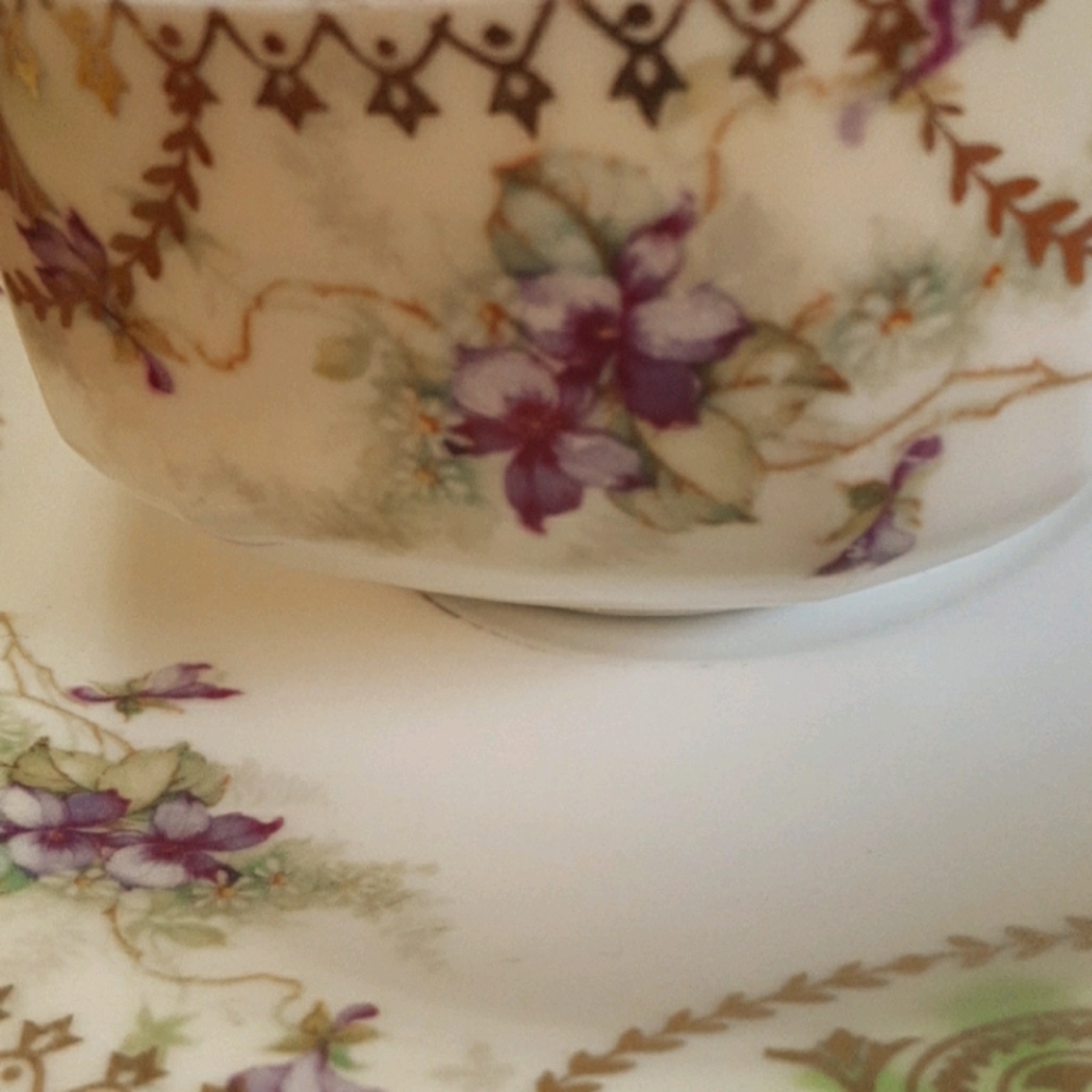 Austria Floral Cup and Saucer Trimmed in Gold - Picture 2 of 4